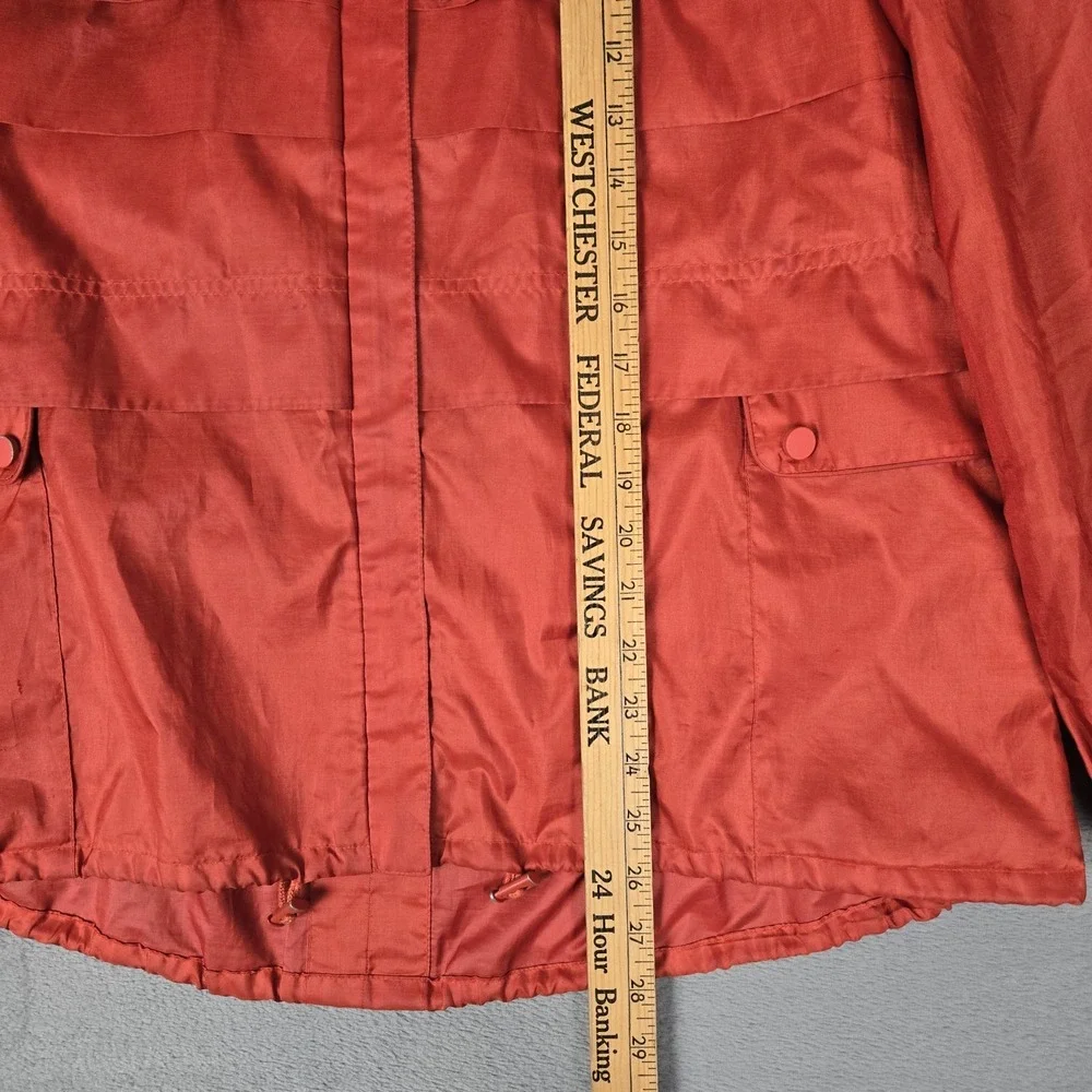 Tory Burch Rain Jacket Womens 8 Anorak Windbreaker Satin Red *READ‎